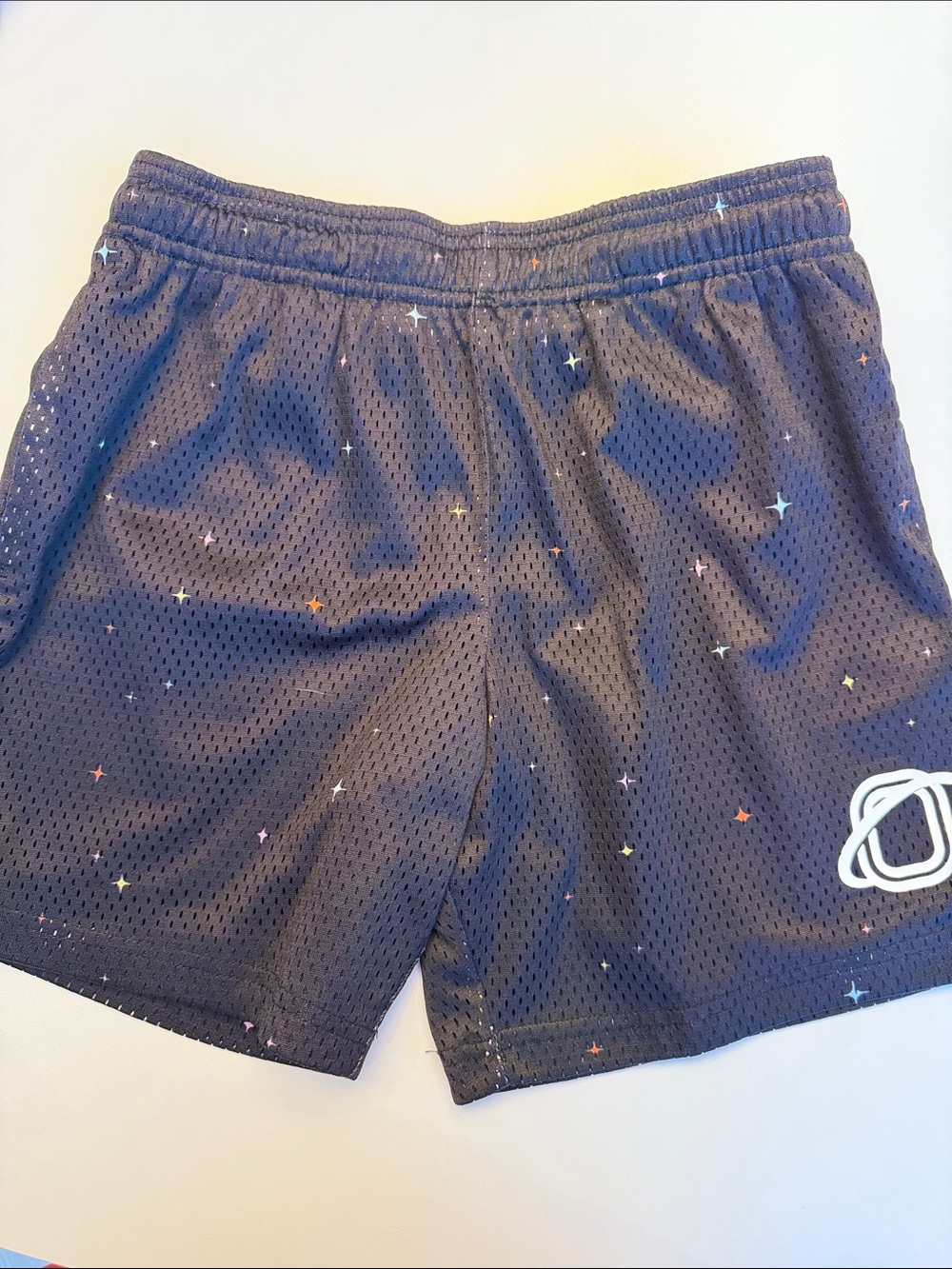 Overtime Boys Kids Black Space-Print Athletic Mesh Shorts